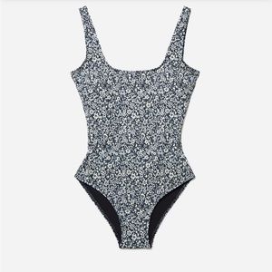 Everlane Square-Neck One-Piece Swimsuit Floral Mediun